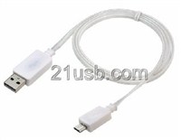 USB AM TO MICRO 5P CABLE 發光線 白色