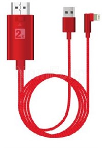 linghtning M  TO  HDMI M +USB M雙支線-90度頭，linghtning M90度彎頭，linghtning 彎頭手機視頻線工廠，視頻線生產廠家，MHL工廠
